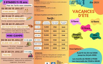 Stages ados et mini camps (7 / 15 ans) été 2026
